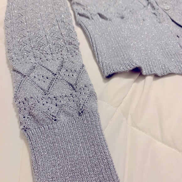 Wet Seal Sparkly Grey Button Down Cardigan - Picture 8 of 8